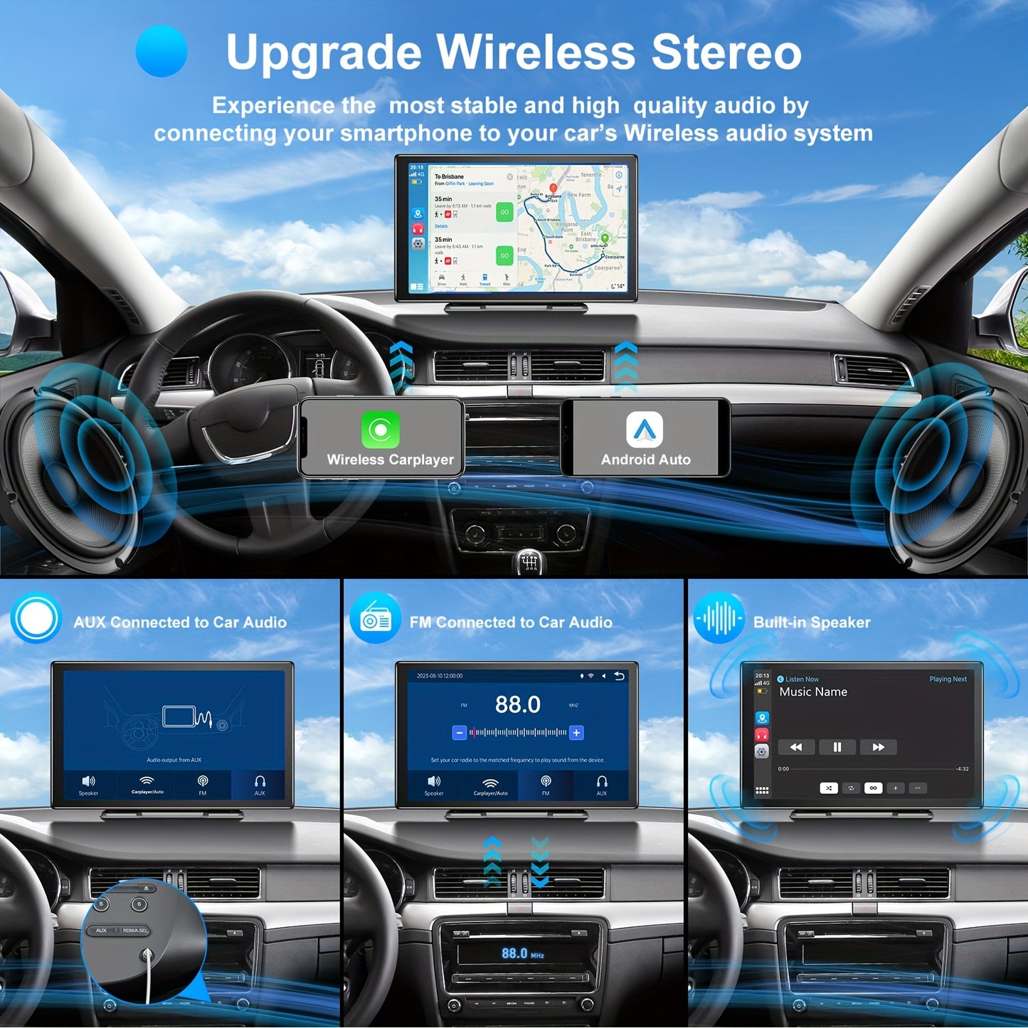 Draagbare Car Player – Autoradio – Multimedia Systeem – Navigatie – Infotainment – 9 Inch IPS+ 2.5D Touchscreen – Wireless CarPlay & Android Auto – Dual Lens Camera 2.5K Voor & 1080p Achter