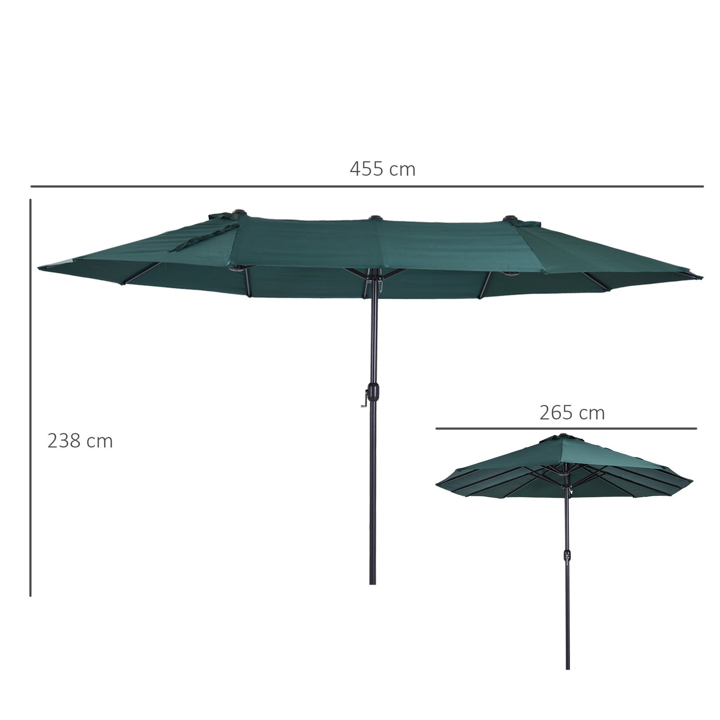 Parasol – Zweefparasol – Stokparasol – Tuinparasol – Terrasparasol – Extra Groot 460x270 cm – Hoogwaardig Polyester 180 g/m²