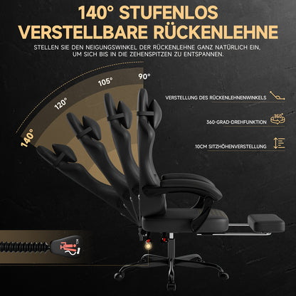 Gamingstoel – Gamestoel – Gaming Chair – Bureaustoel – Game Stoel – Ergonomisch Design – Ingebouwde Voetsteun & Massagefunctie – Metalen Frame – Max 150 kg