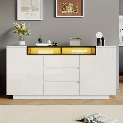 Opbergkast – Opbergmeubel – Kast – Dressoir – Wit – Bamboe Materiaal – Groot Opbergruimte – 140x60x48 cm