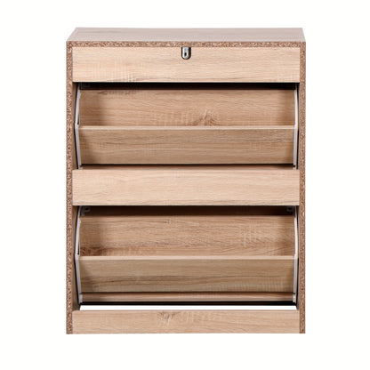 Schoenenkast – Opbergmeubel – Schoenenrek – Halmeubel – Schoenenopberger – Metaal – 2 Klapdeuren – 2 Lagen – Compact Design – Vloermontage