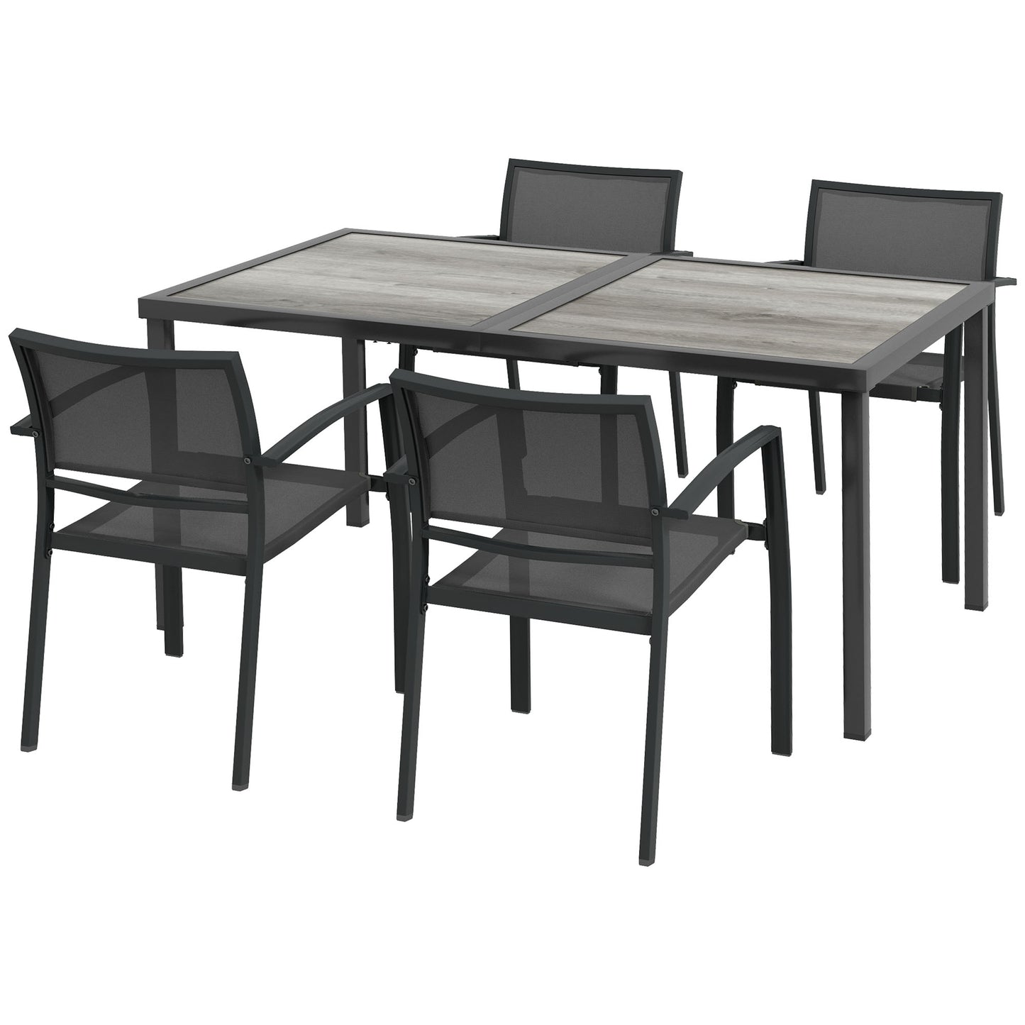 Tuinset – Tuinmeubelset – Buitenmeubels – Tuinmeubilair – Terrasset – Grijs – Weerbestendig – Ruime Tafel 150x87x72 cm