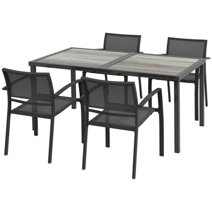 Tuinset – Tuinmeubelset – Buitenmeubels – Tuinmeubilair – Terrasset – Grijs – Weerbestendig – Ruime Tafel 150x87x72 cm
