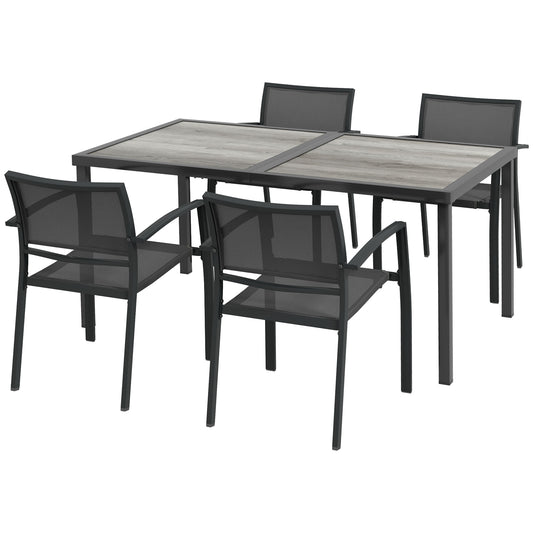 Tuinset – Tuinmeubelset – Buitenmeubels – Tuinmeubilair – Terrasset – Grijs – Weerbestendig – Ruime Tafel 150x87x72 cm