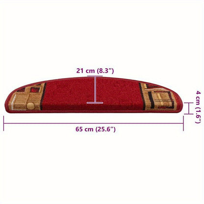 15-delige Rode Zelfklevende Trapmatten – Nonslip Trapbescherming – Antislip Trapstickers – Traplopen Veiligheid – Duurzaam PE Materiaal – Makkelijk Te Installeren – 65x21x4 cm