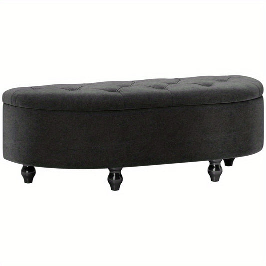 Opbergbank – Zitbank – Halbank – Opbergkist – Opbergbox – Donkergrijs Velvettouch – Stevige Constructie – Compact 120x46x42 cm