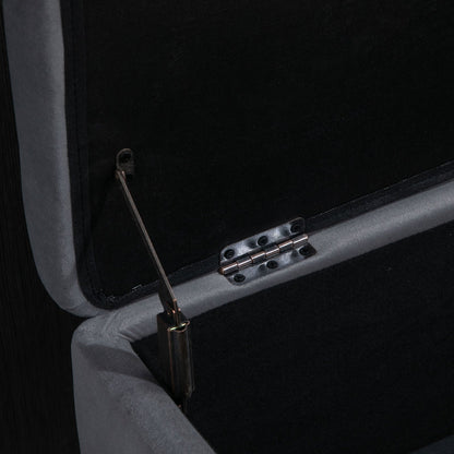 Opbergbank – Schoenenbank – Zithoekbank – Bankje – Vintage Bench – Donkergroen Gestoffeerd – Verborgen Opbergruimte – Rubberhout Frame – Verzinkte Metalen Poot