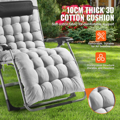 Zero Gravity Stoel – Relaxstoel – Ligstoel – Loungestoel – Tuinstoel – Grijs – Verstelbare Rugleuning 90°-170° – Stevig Stalen Frame 225 kg Draaggewicht