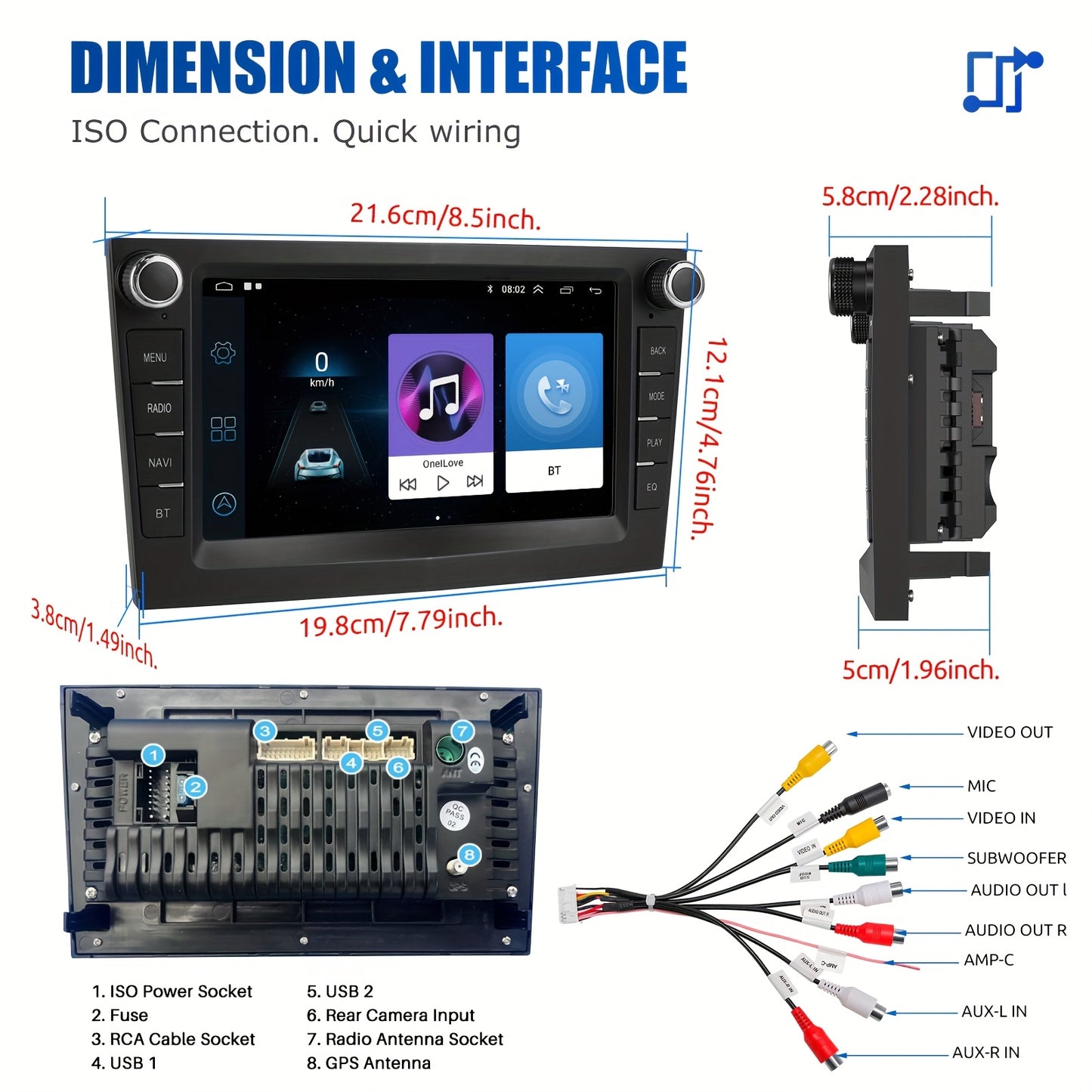 Autostereo – Autoradio – Autoradiosysteem – Autoradiomodule – Autosysteem – 17,78 cm IPS Touchscreen – Android 14 met Draadloze CarPlay & Stuurbediening