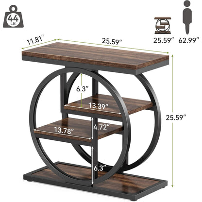 Nachtkastje – Bijzettafel – Ladekastje – Wandkast – Opbergkast – Smal Ontwerp – MDF & Metalen Frame – 4 Lades – Verstelbare Voeten