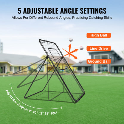 Honkbalnet – Reboundernet – Oefennet – Slagnet – Pitching Net – Verstelbare Hoeken – Stevig Stalen Frame – 120x180 cm