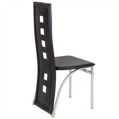 Eetkamerstoelen – Stoelen – Barstoelen – Keukenstoelen – Cafestoelen – Set Van 4 – Hoog Rugleuning – PU Bekleding – Comfortabel & Stevig – Zwart