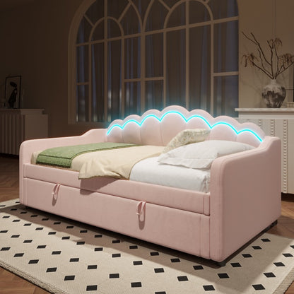 Sofa Bed – Slaapbank – Slaapzetel – Bedbank – Multifuntionele Bank – Met Hydraulische Opbergruimte – Met Metalen Frame – Roze – 90x200 cm – Zonder Matras