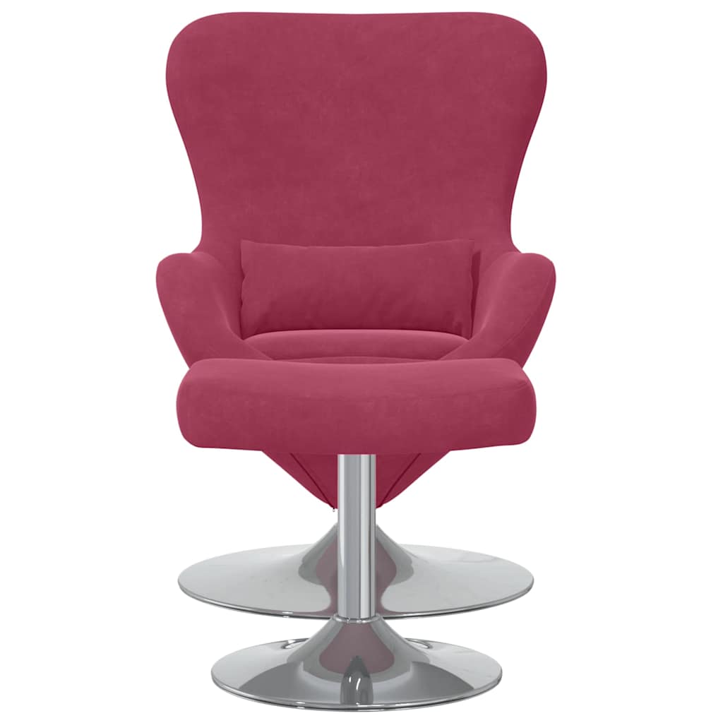 Fauteuil – Draaifauteuil – Relaxstoel – Loungefauteuil – Zithoekstoel – Wijnrood – Fluwelen Bekleding – Inclusief Voetensteun