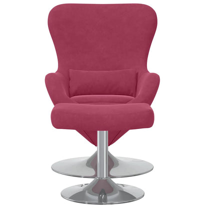 Fauteuil – Draaifauteuil – Relaxstoel – Loungefauteuil – Zithoekstoel – Wijnrood – Fluwelen Bekleding – Inclusief Voetensteun