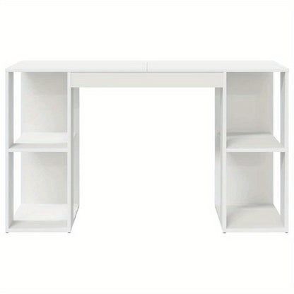 Bureau – Werktafel – Werkplek – Schrijftafel – Compact Bureau – Wit – MDF & Hardhout – Ruime Opbergruimte – 130 x 50,5 x 75 cm