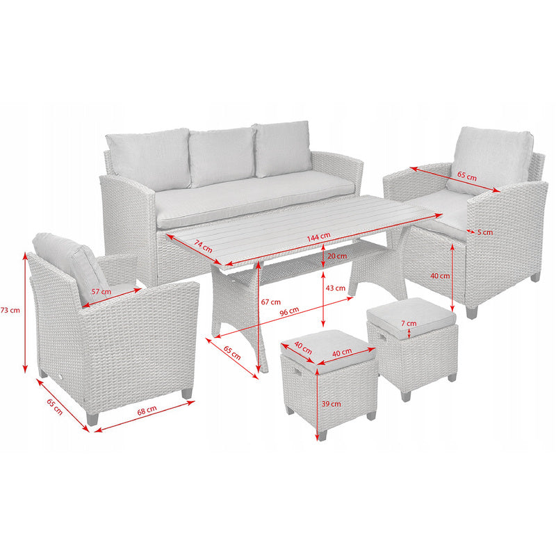 TECHNORATTAN Garden Furniture Set, Table, Sofa, Armchair, MILANO Relaxation Set