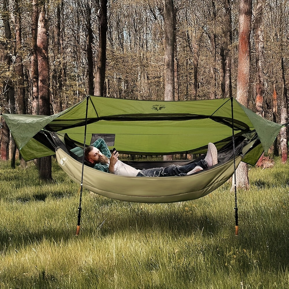 Hangmat – Campinghangmat – Tenthangmat – Reis Hangmat – Outdoor Hangmat – Lichtgewicht & Compact – Ingebouwd Muskietennet en Waterafstotende Buitensluier