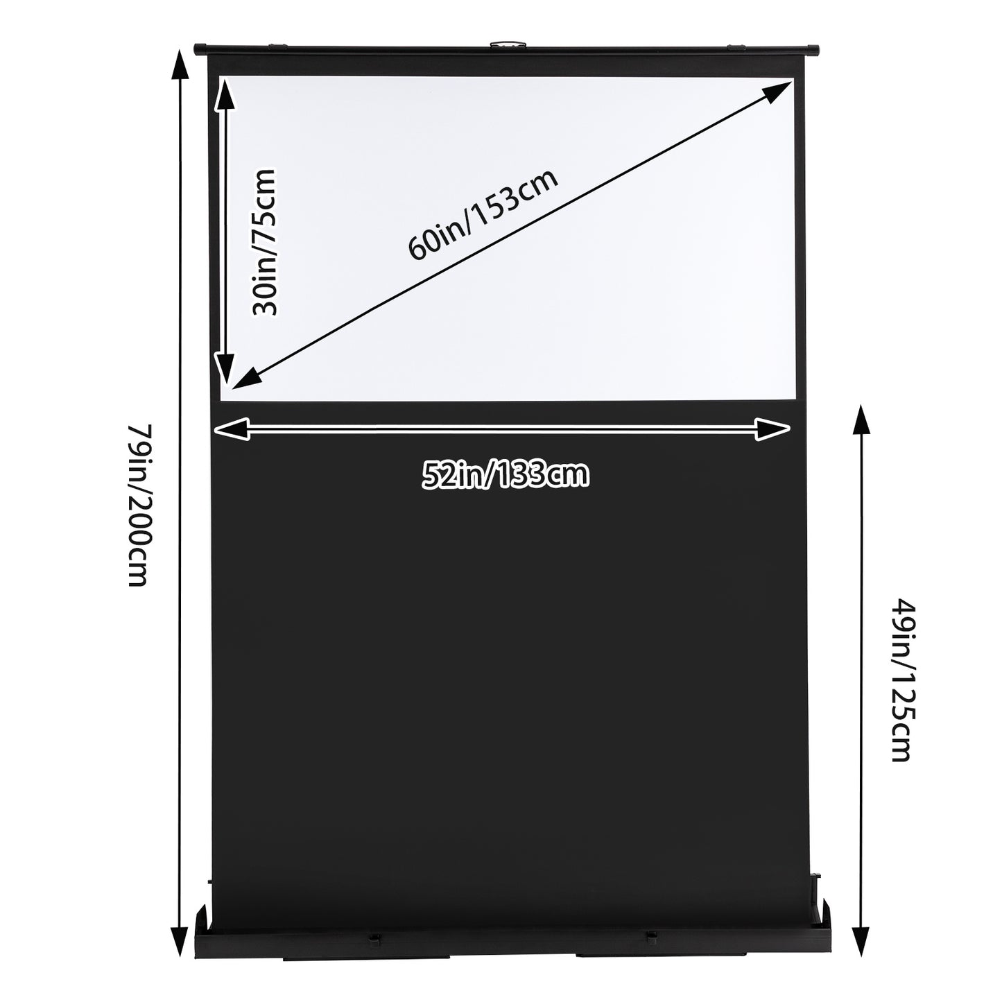 Projectiescherm – Beamer Scherm – Filmscherm – Presentatiescherm – Opvouwbaar Scherm – 152,4 cm – 4K/8K Ultra HD & HDR – Stevige Vezelglas Oppervlakte & Verstelbare Aluminium Standaard