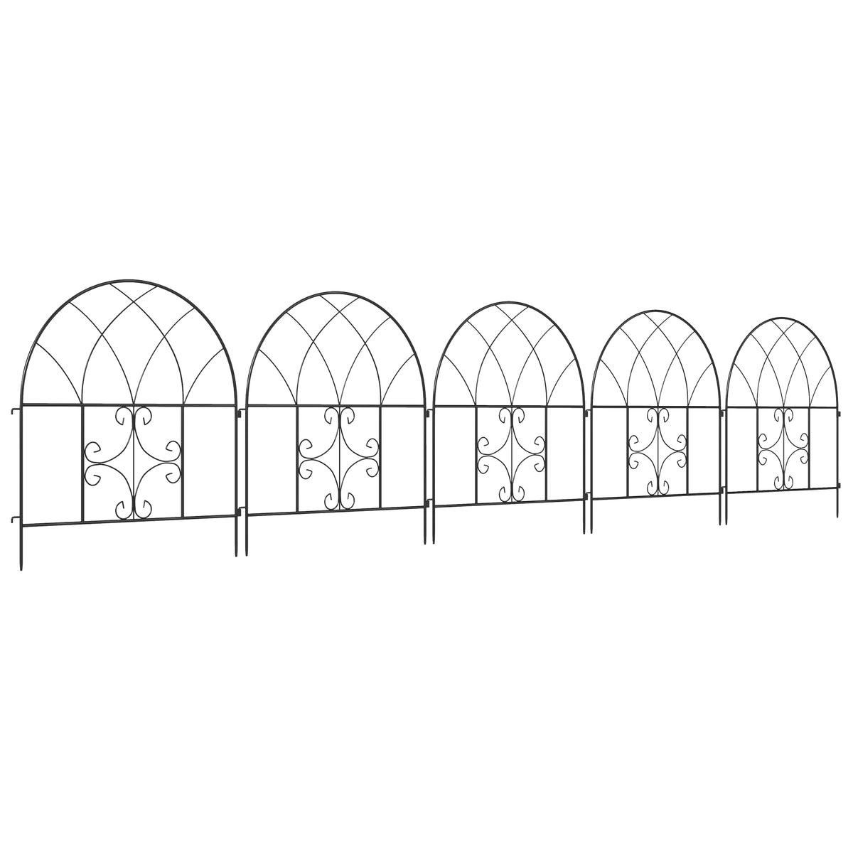 Sierhek Stalen Hekwerk Tuinafscheiding Tuinborder Tuinhek Zwart – 300 cm x 70 cm – Duurzaam Staal – Mat Zwarte Afwerking