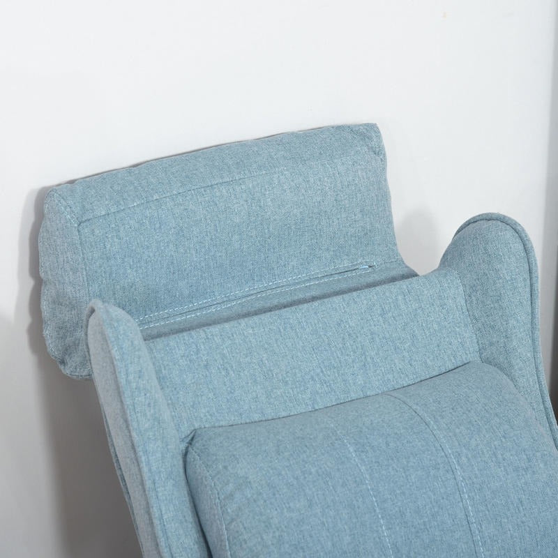 Relaxfauteuil – Verstelbare Fauteuil – Ligstoel – Lounge Stoel – Relaxstoel – Ergonomisch – Houten Frame – Handmatig Verstelbaar – Lichtblauw – Compact 58x53x70 cm – Duurzame Plastic Vulling – Queen Anne Rugleuning – Zonder Elektriciteit