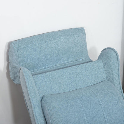 Relaxfauteuil – Verstelbare Fauteuil – Ligstoel – Lounge Stoel – Relaxstoel – Ergonomisch – Houten Frame – Handmatig Verstelbaar – Lichtblauw – Compact 58x53x70 cm – Duurzame Plastic Vulling – Queen Anne Rugleuning – Zonder Elektriciteit