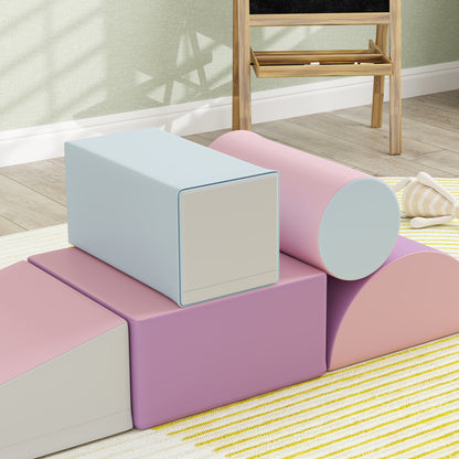 Zachte Speelkubussen – Foam Blokken – Speelblokken – Bouwen Voor Kinderen – Speelblokken Baby – Veilig Kunstleer – 5-delige Set Multikleur