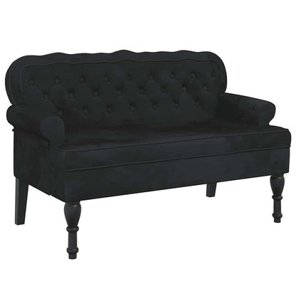 Bankje – Sofa Bank – Zitbank – Zitmeubel – Bankje Met Rugleuning – Zwarte Velvet Bekleding – Hardhouten Frame – Compact Design – Duurzaam
