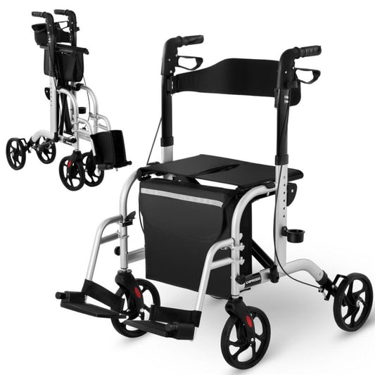 Rehabilitation Balcony Walker 2In1 with Stroller Function, Foldable with Bag, Up to 136Kg