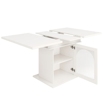 Uittrekbare Eettafel – Uitklaptafel – Klaptafel – Keukentafel – Tafel Met Opbergruimte – Wit – 140x80 cm – Drie Opslagniveaus