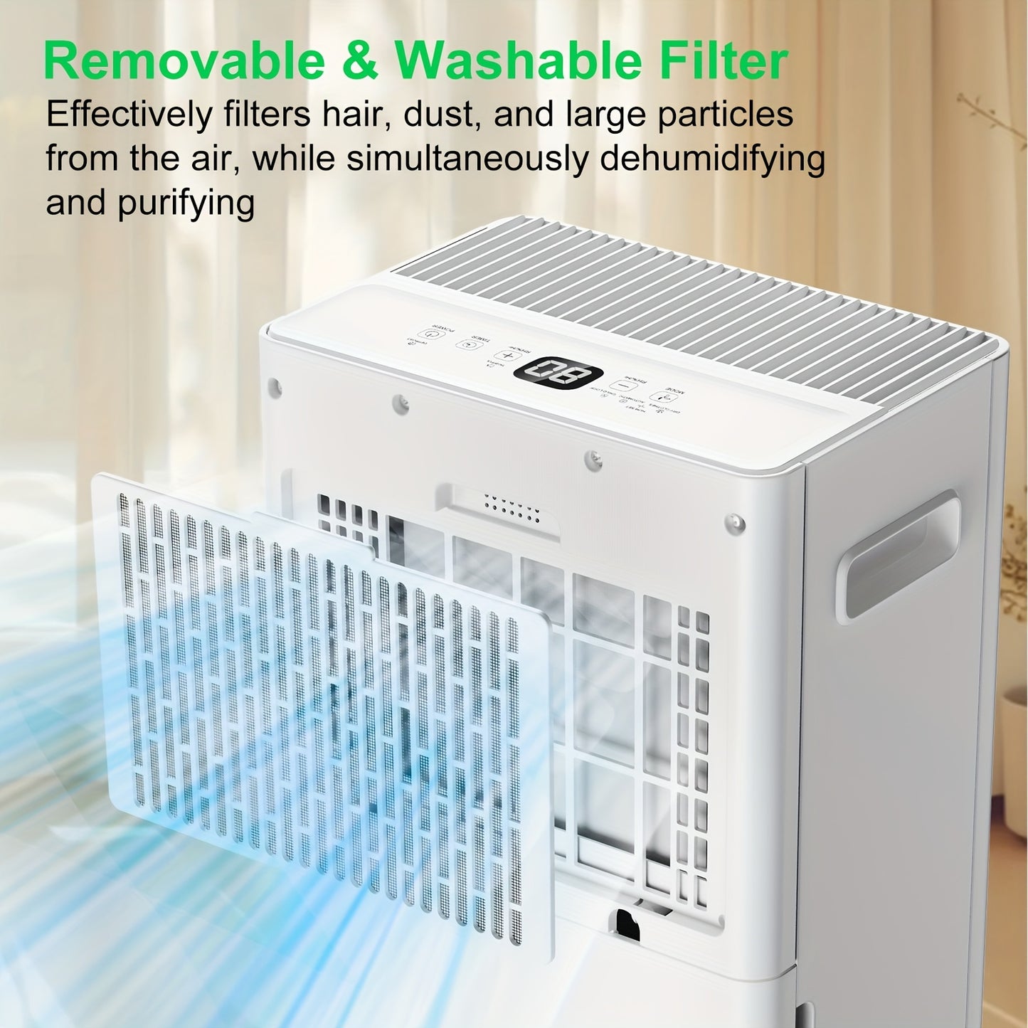 Ontvochtiger – Luchtontvochtiger – Dehumidifier – Vochtvreter – Wasdrogerfunctie – 8L Per Dag – Digitaal Vochtigheidsdisplay – Timer & Slaapmodus – Wit