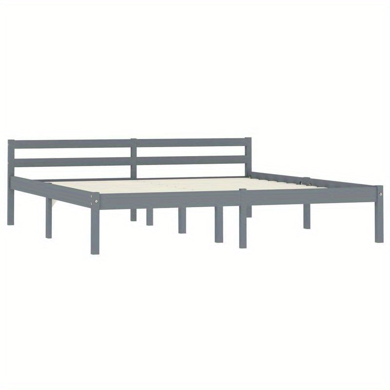 Bedframe – Massief Houten Bed – Houten Ledikant – Kiep Bed – Slaapkamer Bed – Grijs Kieferhout – 160x200 cm – Duurzaam Massief Hout