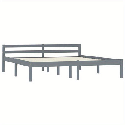 Bedframe – Massief Houten Bed – Houten Ledikant – Kiep Bed – Slaapkamer Bed – Grijs Kieferhout – 160x200 cm – Duurzaam Massief Hout