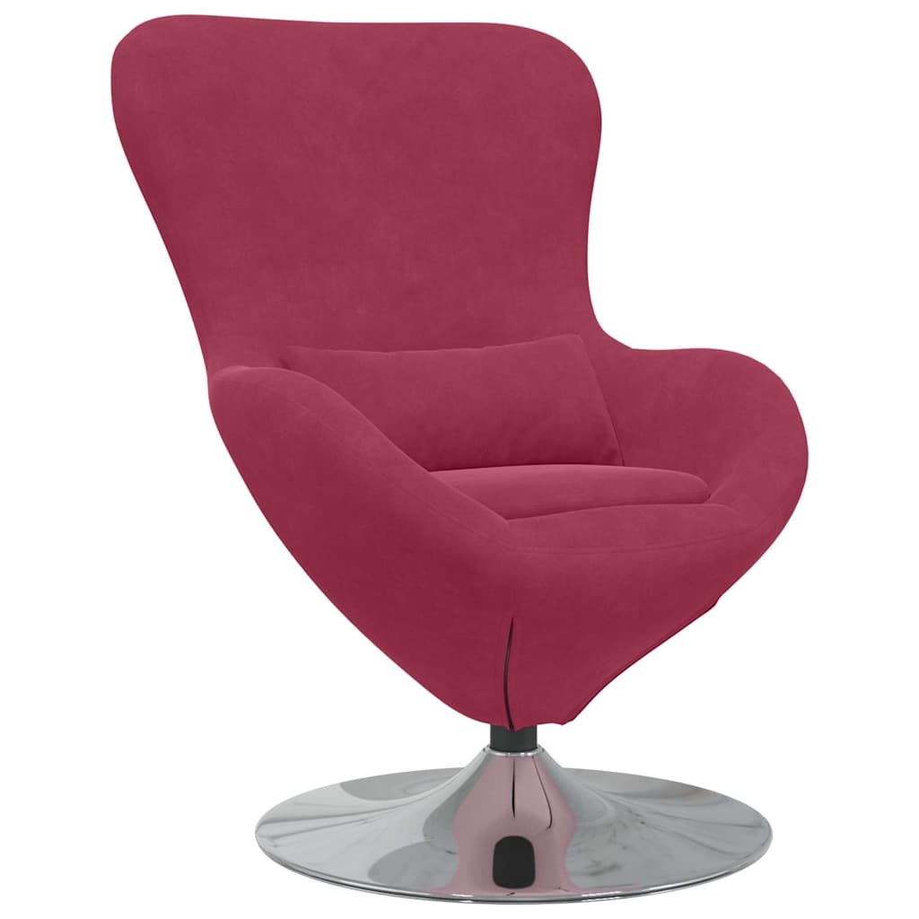 Draaifauteuil – Relaxfauteuil – Fauteuil – Lounge Stoel – Leunstoel – Wijnrood Zonder Voetenbankje – Zachte Fluweel Bekleding – 360 Graden Draaibaar