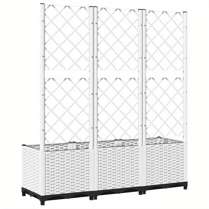 Tuinbak – Plantenbak – Bloembak – Plantenbak Met Klimrek – Balkonbak – Wit – 120x40x136 Cm – Weerbestendig Polypropyleen