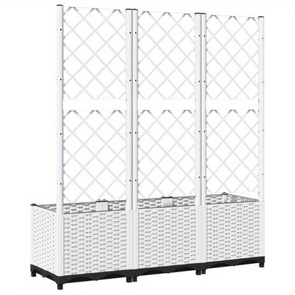 Tuinbak – Plantenbak – Bloembak – Plantenbak Met Klimrek – Balkonbak – Wit – 120x40x136 Cm – Weerbestendig Polypropyleen