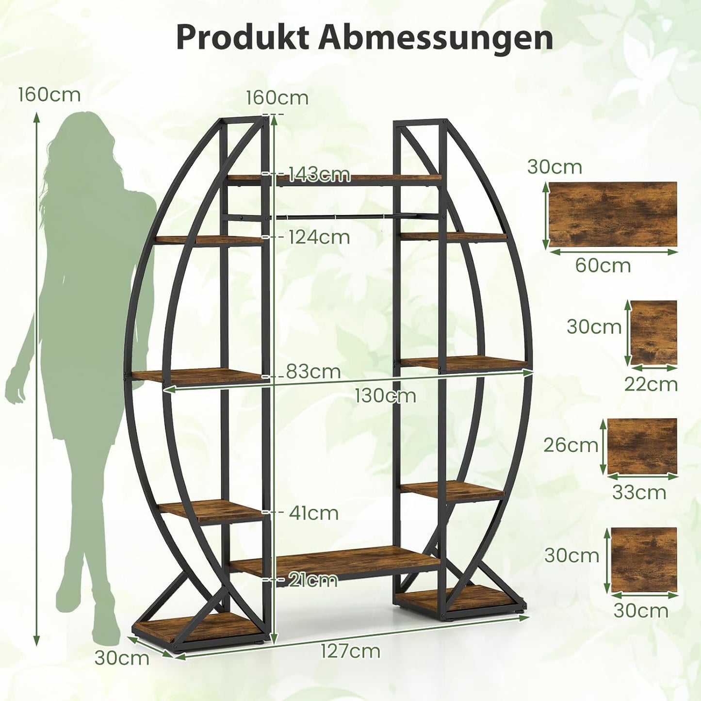 Plantenstandaard – Plantenrek – Groeilamp Standaard – Plantenhouder – Plantentoren – Metaal – 10 Planken & Verstelbare 4-Lamps Groeiverlichting