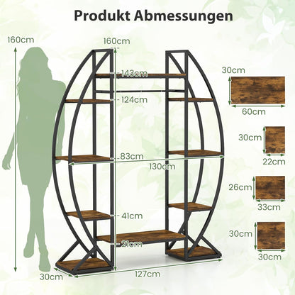 Plantenstandaard – Plantenrek – Groeilamp Standaard – Plantenhouder – Plantentoren – Metaal – 10 Planken & Verstelbare 4-Lamps Groeiverlichting