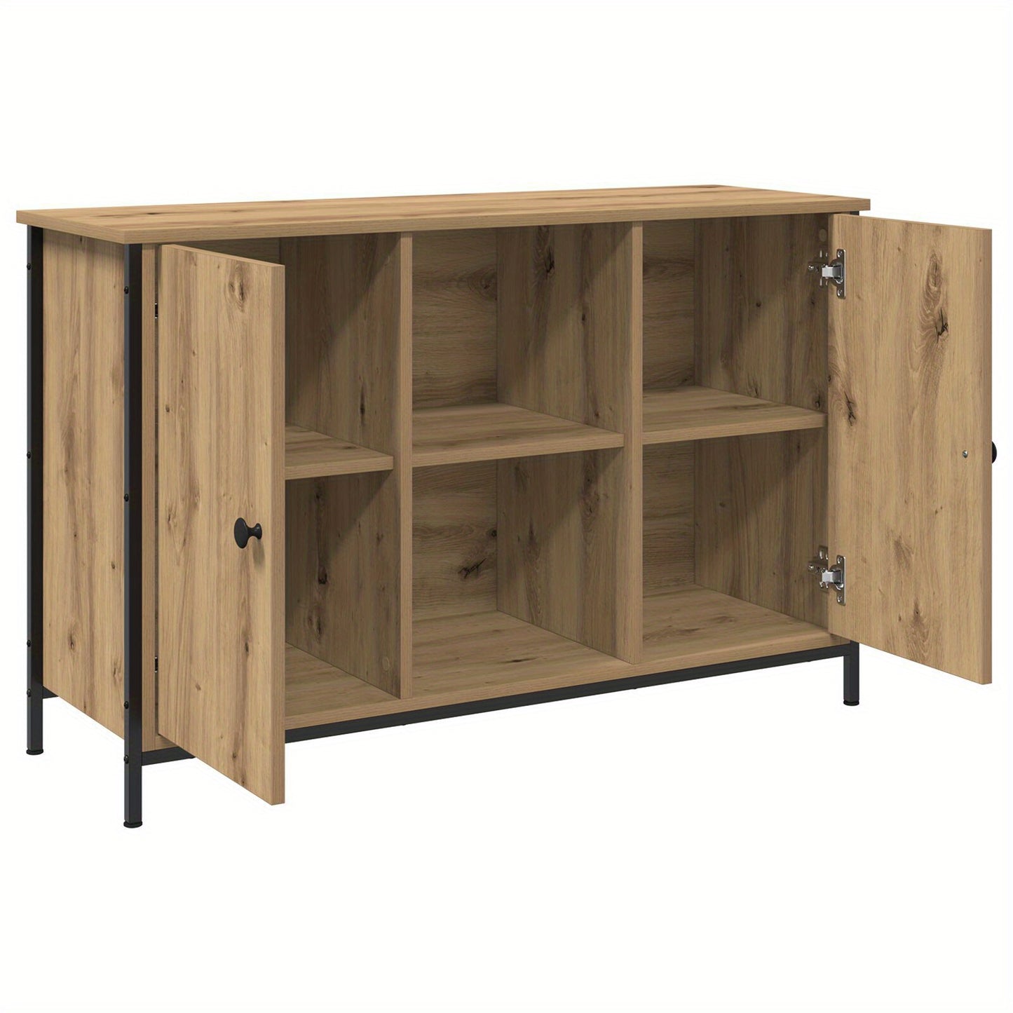 tv-meubel – tv-kast – media meubel – dressoir – televisie meubel – zwart eiken – 101x35x65 cm – gefineerd hout en staal
