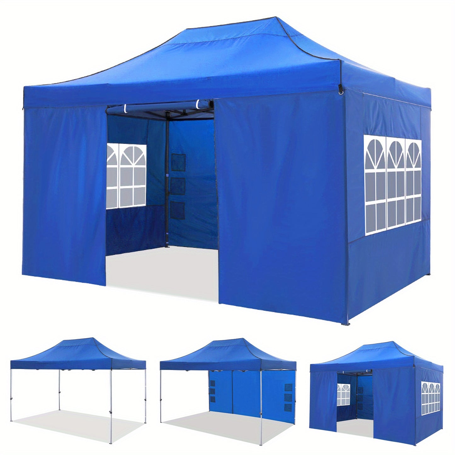 Pop-up Canopy Tent – Partytent – Zonnescherm – Carport – Vouwtent – Blauw – 3,05x4,57 Meter – 4 Afneembare Zijwanden