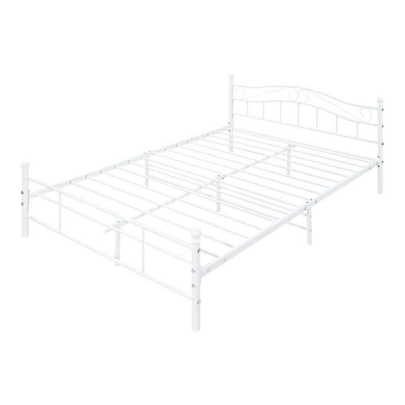 Metalen Bed – Stalen Bed – Kinderbed – Eenpersoonsbed – Tweepersoonsbed – Mat Wit – 140 x 200 cm – Stevig Metalen Frame – Inclusief Lattenbodem