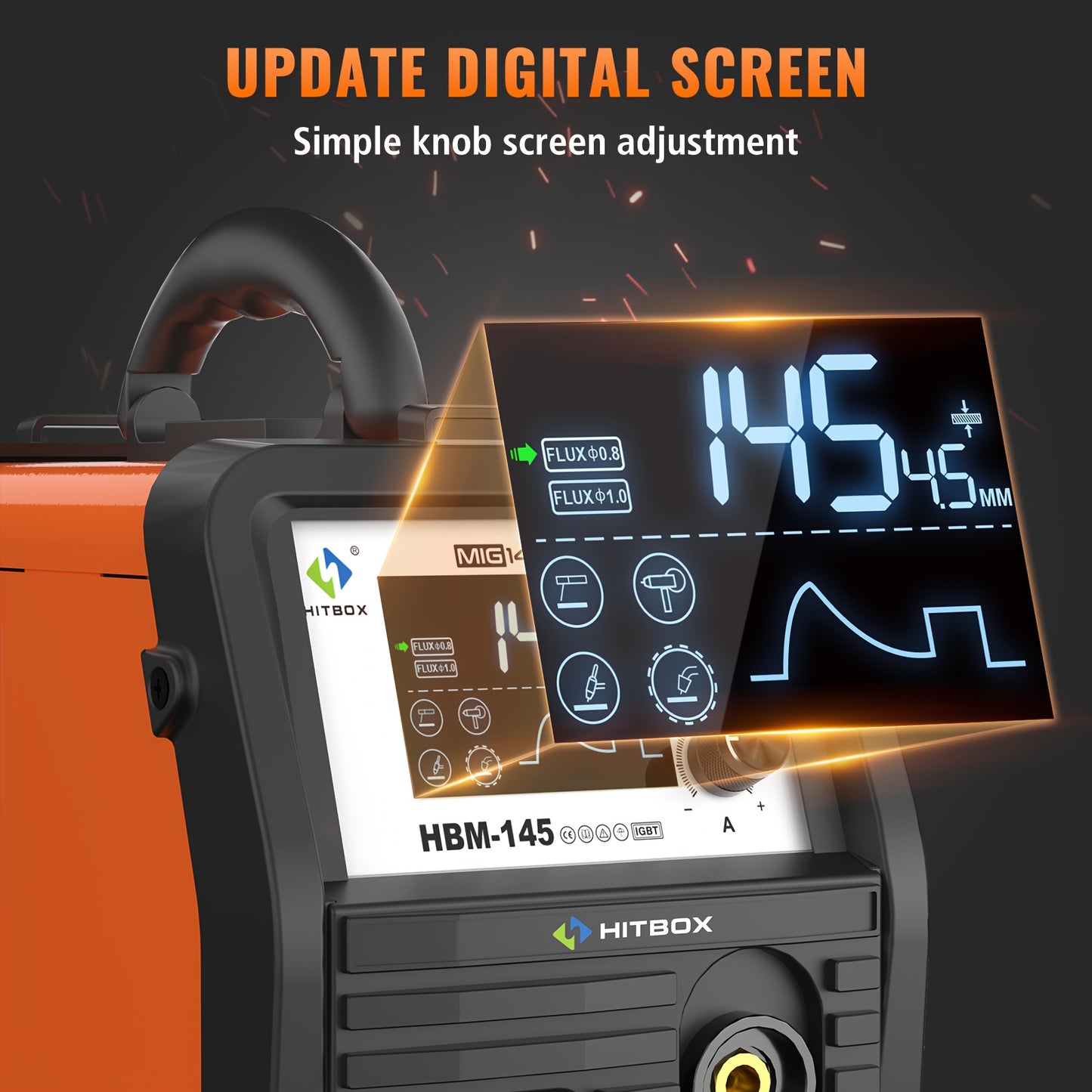 3-in-1 MIG Lasapparaat – 3-in-1 Lasmachine – MIG TIG Elektrode Lasser – Gasloos Lasinverter – 145A Lasstroom – LED Display & Thermische Bescherming