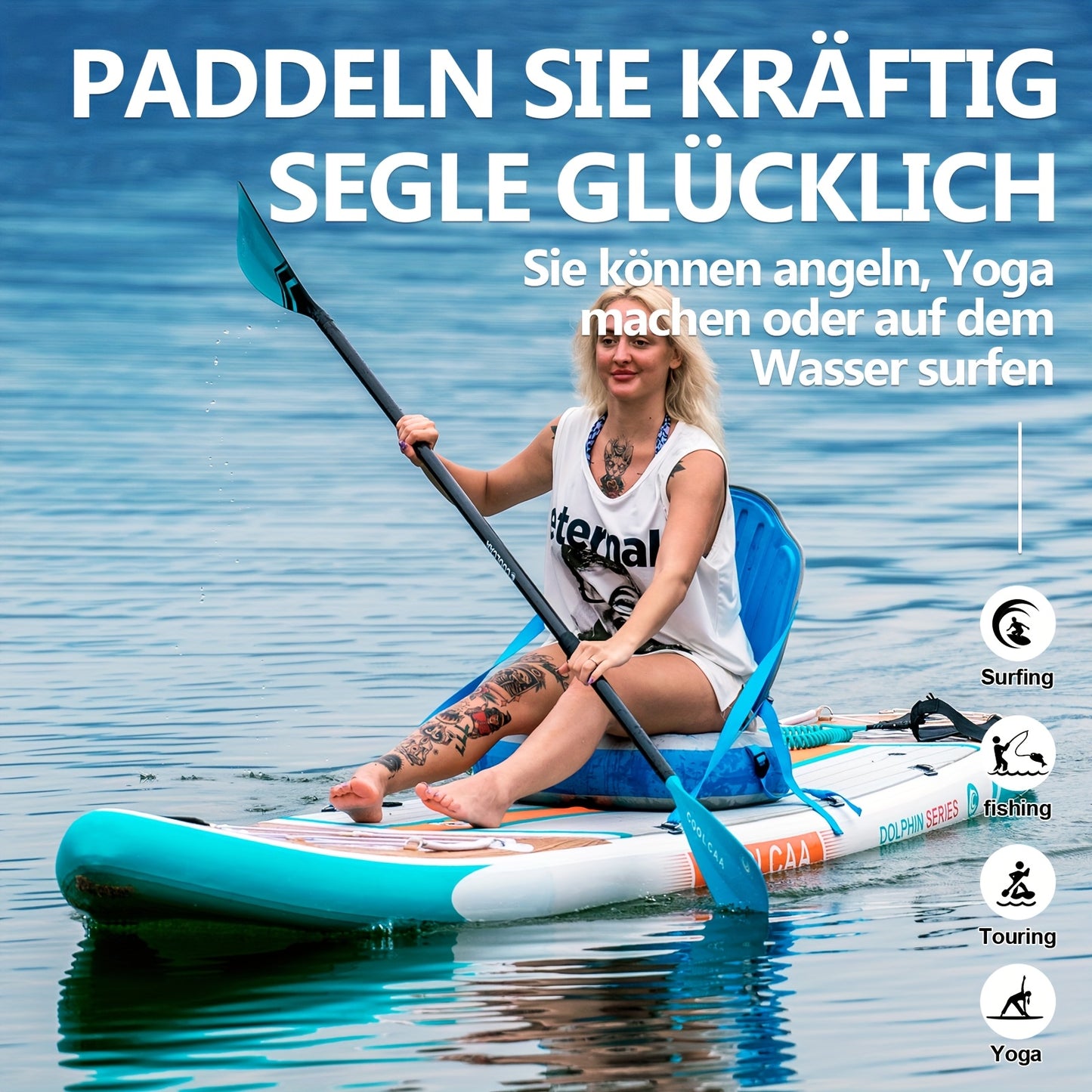 Stand Up Paddle Board – SUP Board – Inflatable Paddleboard – Surfboard – Watersportboard – Wood Grain Kleur – 360 cm Lang – Draagkracht 222 kg