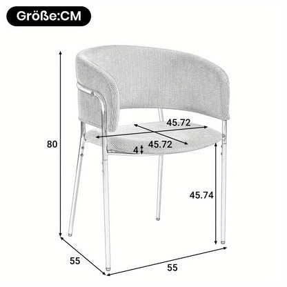 Eetkamerstoelen – Stoelen – Kuipstoelen – Eettafelstoelen – Woonkamerstoelen – Corduroy Bekleding – Verstelbare Poten – Set van 4 – Groen – Moderne Schuine Metalen Poten