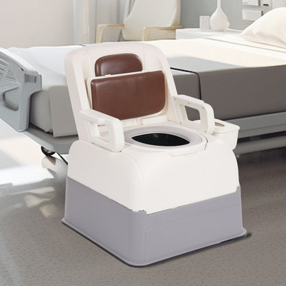 Bedside Commode Stoel – Toiletstoel – Commodestoel – Toiletkruk – Ziekenhuisstoel – Bruin – Stevige PP & PU Materiaal – Vrijstaand en Compact