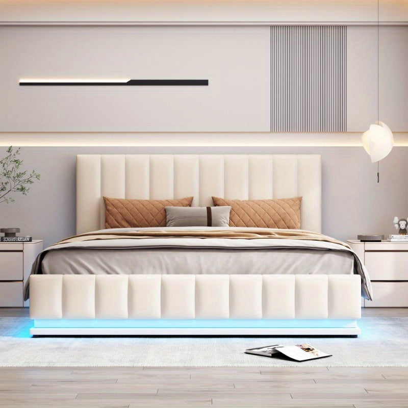 Tweepersoons Bedframe – Slaapbank – Bedframe Met Hoofdbord – Boxspringvloer – Bedframe 160x200cm – Verstelbaar Hoofdbord – Stevig Metalen Lattenbodem
