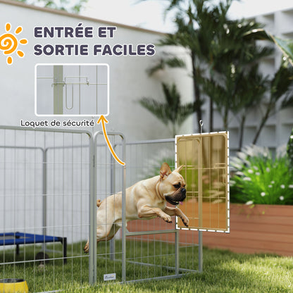 Hondenren – Puppyren – Hondenkennel – Hondenbench – Dierenren – 8 Panelen – Opvouwbaar Staal – Inclusief Deur & Draagriem