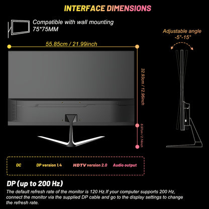 Gaming Monitor – Gaming Scherm – Beeldscherm – Computerscherm – Monitor 24,5 Inch – Full HD 1080p – 200Hz Verversingssnelheid – Ingebouwde Speakers
