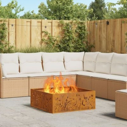 Buitenhaard – Vuurschaal – Terrashaard – Tuinhaard – Vuurkorf – RVS Staal – 80x80x30 cm – Poedercoating – Bruin