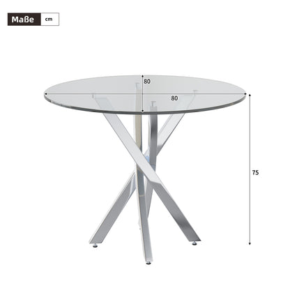 Eetkamerset – Eettafelset – Tafel Met Stoelen – Inklapbare Eethoek – Compacte Eettafelset – Gehard Glasblad – Gepoedercoat Metalen Onderstel Grijs/Zilver